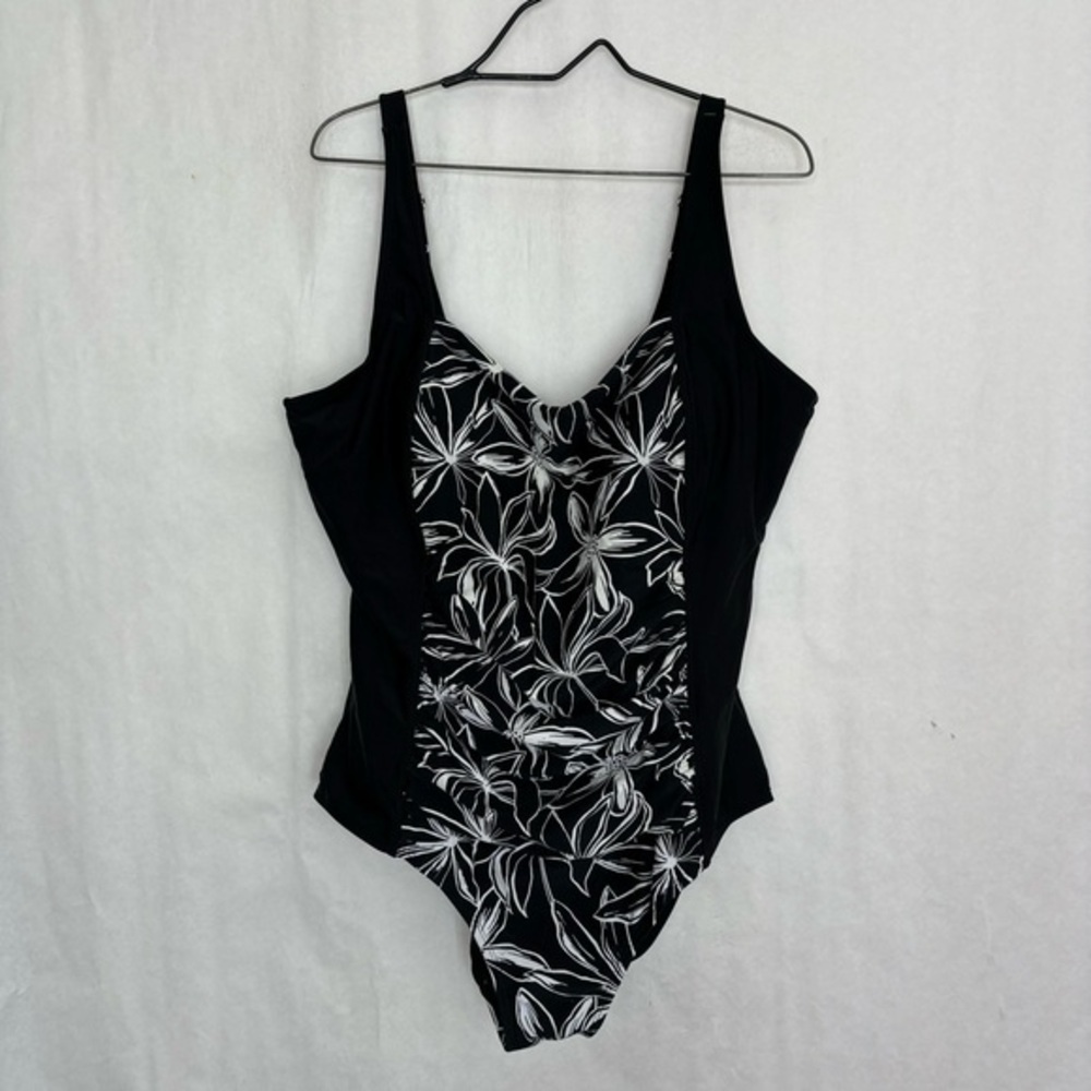 Swimsuits for all black & white floral one piece bathing suit size 24